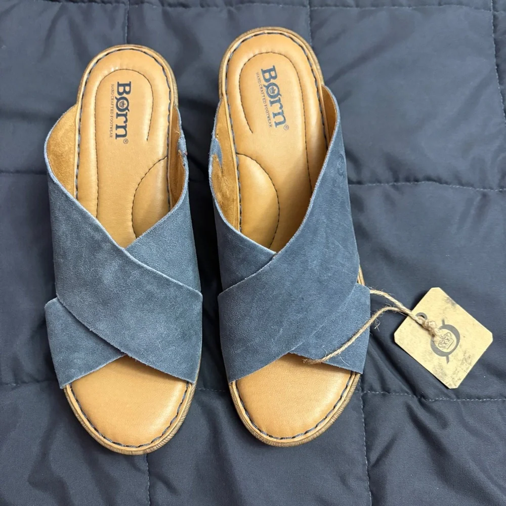 Born Nora Handcrafted Leather/Suede Wedge Sandal - Size: 8 - NIB